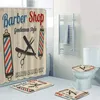 Vintage Barber Shop Shower Curtain Set for Bathroom Barber Shop Decor Toilet Bathtub Accessories Bath Curtains Mats Rugs Carpets 220517