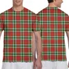 T-shirt da uomo Camicia da uomo Casual manica corta scozzese rossa e verde T di grandi dimensioni Abbigliamento da uomo