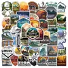 50pcs/set poster Small waterproof Skateboard stickers Famous country parks travel Attractions For notebook laptop bottle Helmet car sticker PVC Guitar Decals
