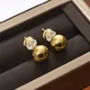 Metall Glossy Gold Silver Ball Stud örhängen Minimalistisk stil Enkel mångsidig modepresenttillbehör