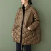 Johnature Women Winter Parkas Zipper Solid Kolor ciepłe płaszcze Kieszenie długi