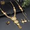 African Fine Jewelry Sets Gold Color Necklaces & Earrings Set Indian Bracelet Rings For Women Dubai Nigerian Wedding Gifts 220726