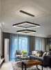 Pendant Lamps Modern Square Led Lamp For Living Room Dining Kitchen Bedroom Black Ceiling Chandelier With Rope Hanging LightPendant