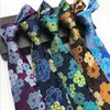 MENS Fashion Tie 8cm Silk Classic Slipsig gul blå rutig randiga blommor banden affärer bröllop mans halskläder tillbehör
