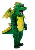 Leuke stripfiguur volwassen schattige groene draak mascotte kostuum Halloween