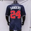 Deion Sanders Jersey Vintage Bianco Baby Blue Pullover Rosso Crema Navy Grigio Cooperstown Player Version Gessato Nero Taglia S-3XL