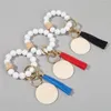 Keychains Colorful Tassel Keyring For Women Accessories Silicone Beads Keychain Keys Multicolor With Wood Chips Wholesale Fier22