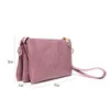 Vegan lederen avondtassen Crossbody Clutch Bag Solid Color 3 Compartiment Women Ruffle Purse met polssleutelhanger DOM1062021