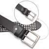 Belts High Quality Metal Studded Leather Denim Belt Ladies Punk Jeans Men And Women Style