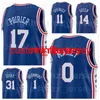 Tobias Harris Jersey 12 Joel Embiid 21 Ben Simmons 25 Seth Curry 31 Shake Milton 18 Furkan Korkmaz 30 Blue White