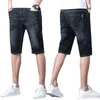 Sommarmärke stretch tunna Bermuda maskulina bomull denim jeans män knä längd mjuk ropa hombre shorts plus storlek 2846 220526