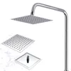 Doccia quadrata da bagno ultrasottile in acciaio inossidabile, ugello superiore grande, soffione per vasca a pioggia, accessori 220401