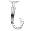 Pendant Necklaces Fish Hook Urn Necklace For Ashes - Cremation Fishing Men's Ash Memorial Keepsake Jewelry Free Filling KitPendant Neckl