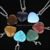 Hangende kettingen hangers sieraden mode natuursteen zeshoekige prisma hart druzy ketting voor vrouwen turquoise kristal met roestvrijstillige s