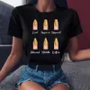 Guld nagelkonst t shirt kvinnliga kvinnliga sommartoppar mode kort ärm 90-tal flickor söt grafisk t-shirt