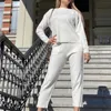 Knitted 2 pieces Set Tracksuits Women 2020 Autumn Winter Thick Warm O neck Loose Sweater Ankle Length Pants Warm Cashmere Suit LJ201125