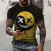 2022 Summer Mens T-shirts Cute Smiling Face 3D Digital Printed Top Loose Young Men Short Sleeve Various Styles