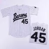 QQQ8 C202 Herr Birmingham Barons Jersey Michael Jor Dan Rookie 45 White Grey Black 100% Stitched Baseball Jersey Top Quality