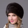 Berets Imported Full Fur Mink Hat Women's Winter Authentic Cap Elegant Fashion Style Female Warm Earmuffs DHY-65Berets