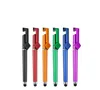 Multifunctionele Universal Capacitive Stylus Pen 3 In 1 mobiele telefoon Holder Stand Touch Pens voor smartphone mobiele telefoon tablet verschillende kleuren