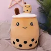 Dolls cute 24cm Fruit Drink Plush Stuffed Soft Pink Strawberry Milk Plush Boba Tea Cup Toy Bubble Pillow Cushion Kids Gift