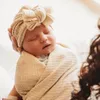 Nyfödd mjuk sjukhus beanie nyfödda hatt baby flickor rörigt båge turban virk