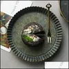 キッチン収納機関ビンテージトレイアメリカのカントリースタイル黒緑フルーツプレート装飾小道具鉄ラウンドティー古いパンドロップ