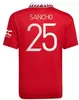 22 23 Sancho Mans utds Manchesters Soccer Jersey Erikson Martinez Varane Greenwood Rashford Football Dorts 2022 2023 Men Kids Kits B.Fernandes Malacia Player