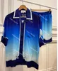 카사 블랑카 23SS 여행 시티 팰리스 카 디자이너 하와이 짧은 슬리브 셔츠 버튼 업 카사 블랑 셔츠