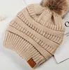Unisex grote haarbal warm dikke dikke fleece-vrij gebreide hoed voor dikke warme winterhoeden zonder randkap