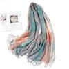 Écharpe d'hiver chaude Femmes Cotton Scarf Wrap Bandana Fashon Style britannique Plain Pashmina Bandon Hijab Foulard Tassel Swarves J220721