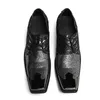 Nouvelle marque tendance carrée orteil en métal paillettes authentique chaussures robes en cuir hommes lacets up oxfords fête de mariage zapatos hombre