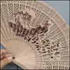 Other Home Decor Garden Decoration Hand-Made Antique Craft Fan Vintage Hollow Incense Wood Lady Folding Fans Chinese Style Carving Printin