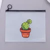 Clear Student Stationery Pen Bag Cactus File Bag Folder Travel Makeup Lady Beauty Storage Transparent Document Filing Bags JY1200