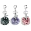 Keychains Colors English Alphabet Fur Ball Keychain Creative Small Gift Pendant Alloy Rhinestone Key Chain RingKeychains Forb22