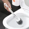 Silicone Toilet Brush With Holder Set Long Handled Round TPR Cleaner Brushes White Wall Mounted Drain Wc Bathroom Accessories 220815