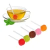 Yaratıcı Lollipop Şekli Silikon Tatlı Çay Infuser Candy Lollipop Gevşek Yaprak Kupa Süzgeç Kupası Çay Kahve İçecek Yazıları