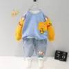 2022 Bahar Sonbahar Çocuk Bebek Bebek 2 PCS Giyim Seti Sevimli Karikatür Tavşan Ayı Hoodie Pamuk Pantolon Kızlar Takım 1-4 Yıl