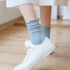 Socks & Hosiery Pairs Women Cotton Ruffle Frilly Black White Cute Autumn Winter Fashion Solid Color Soft Happy Girl 2022