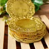 Table Mats 50Pcs 3.5 Inch Hollow Floral Round Lace Paper Doilies Party DIY Gold Placemat C63B