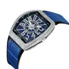 Нарученные часы Pintime Men's Watch Frank Wine Barrel Simple Belt Yacht Diamond Inlaid Antique Watchwatches