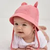 Bébé doux coton seau chapeau mignon oreilles nouveau-né infantile été soleil chapeaux couleur unie extérieur enfant en bas âge garçons filles casquette de plage