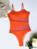 Mulheres Swimwear Malha Laranja Maiô Fechado Maiô Feminino para Senhoras 1 Peça Adolescente Sólido Designer Monokini 2022 Mulher Negra B