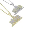 Hip Hop Iced Out Bling Cubic Zircon Letters Colares pendentes para homens Jóias de moda de dois tons