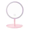 Miroirs compacts de bureau lumineux à trois tons, portable, pliable, cœur de fille, petit avec miroir de vanité éclairé