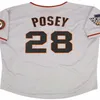 Custom 2010 San Francisco SF Vintage WS Maglie da baseball Tim Lincecum Buster Posey Brian Wilson Pablo Sandoval Hunter Pence Madison Bumgarner Barry Bonds Crawford