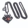 Personality Titanium Steel Retro Satan Devil's Eye Pendant Necklace Men's Trendy Hip-Hop Skull Jewelry Accessories Gift