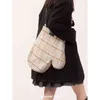 Tote Women's Bag Shoulder Wool Shopper Bags Women Large Capacity Autumn Glove shape Soft Plaid Ladies Travel Designer Handbag 220512