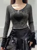 ダーリンガグランジレトロファッションハートプリント女性用秋のTシャツ