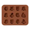 12 Owl Cups Cooking Tools Handgjorda tvålformar Ice Cube Tray Diy Mold Silicone Cake Baking Mold Cake Pan